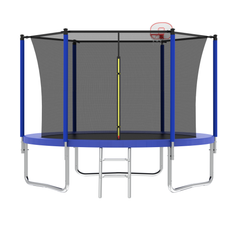 10FT Trampoline for Kids, Basketball Hoop and Ladder, Outdoor Kids Trampoline with Safety Enclosure,Fast Assembly for Backyard Fun,ASTM Approved