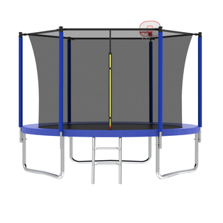 10FT Trampoline for Kids, Basketball Hoop and Ladder, Outdoor Kids...