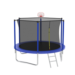 10FT Trampoline for Kids, Basketball Hoop and Ladder, Outdoor Kids Trampoline with Safety Enclosure,Fast Assembly for Backyard Fun,ASTM Approved