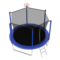 10FT Trampoline for Kids, Basketball Hoop and Ladder, Outdoor Kids Trampoline with Safety Enclosure,Fast Assembly for Backyard Fun,ASTM Approved