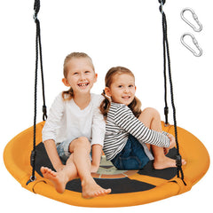 40 Inches Saucer Tree Swing Round with Adjustable Ropes and Carabiners