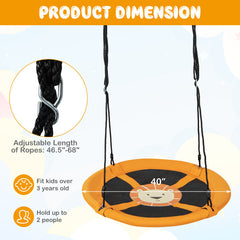 40 Inches Saucer Tree Swing Round with Adjustable Ropes and Carabiners