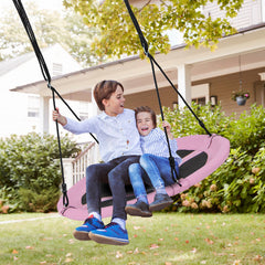 40 Inches Saucer Tree Swing Round with Adjustable Ropes and Carabiners