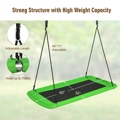 60 Inches Platform Tree Swing Outdoor with  2 Hanging Straps