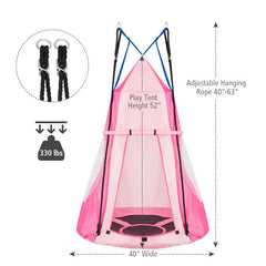 2-in-1 40 Inch Kids Hanging Chair Detachable Swing Tent