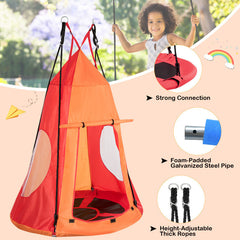 2-in-1 40 Inch Kids Hanging Chair Detachable Swing Tent