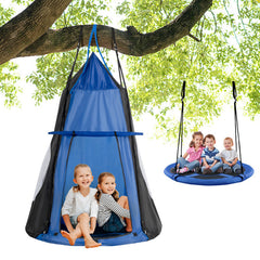 2-in-1 40 Inch Kids Hanging Chair Detachable Swing Tent