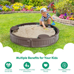 Sandbox with Built-in Corner Seat and Cover