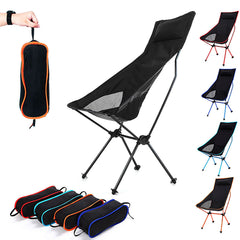 Outdoor Fishing Chair Portable Aluminum Alloy Ultralight Extended Folding Chair for Hiking Camping Picnic Black