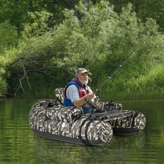 Inflatable Float Tube with Fish Ruler Rod Holder and Storage Pockets-Camouflage