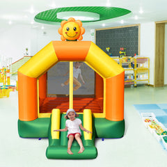 Kids Inflatable Bounce House with Slide and Basketball Rim with 735W Blower - Color: Yellow