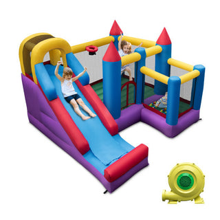 5-in-1 Inflatable Bounce House with 735W Blower and 50 Ocean...