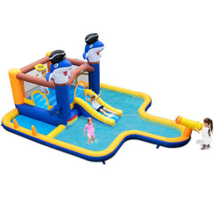 7-In-1 Water Slide Park with Splash Pool and Water Cannon without Blower