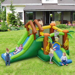 Kids Inflatable Jungle Bounce House Castle with 680W Blower - Color: Green