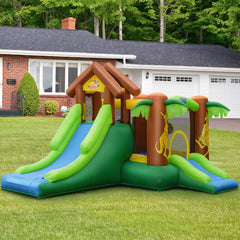 Kids Inflatable Jungle Bounce House Castle with 680W Blower - Color: Green