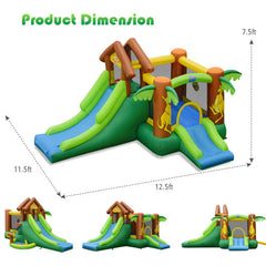 Kids Inflatable Jungle Bounce House Castle with 680W Blower - Color: Green