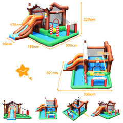 Kids Inflatable Bounce House Jumping Castle Slide Climber Bouncer with 550W Blower - Color: Multicolor