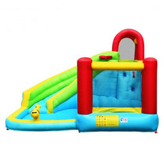 6-in-1 Inflatable Bounce House with Climbing Wall and Basketball Hoop without Blower - Color: Blue