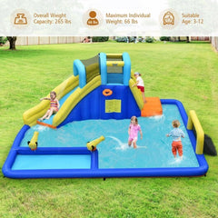 6-in-1 Inflatable Water Slide Jumping House without Blower - Color: Blue