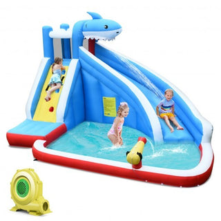 4-in-1 Inflatable Water Slide Park with Long Slide and 735W...