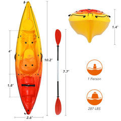 Single Sit-on-Top Kayak with Detachable Aluminum Paddle-Yellow