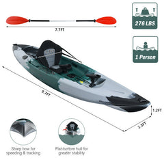 Sit-on-Top Fishing Kayak Boat With Fishing Rod Holders and Paddle-Gray - Color: Gray